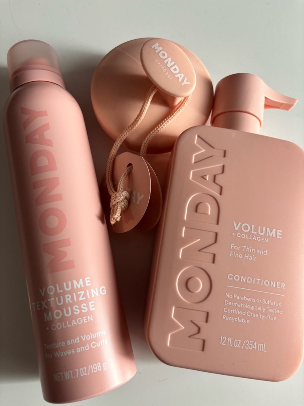 NEW Monday Volume+Collagen Conditioner, Texturizing Mousse & Scalp Massager